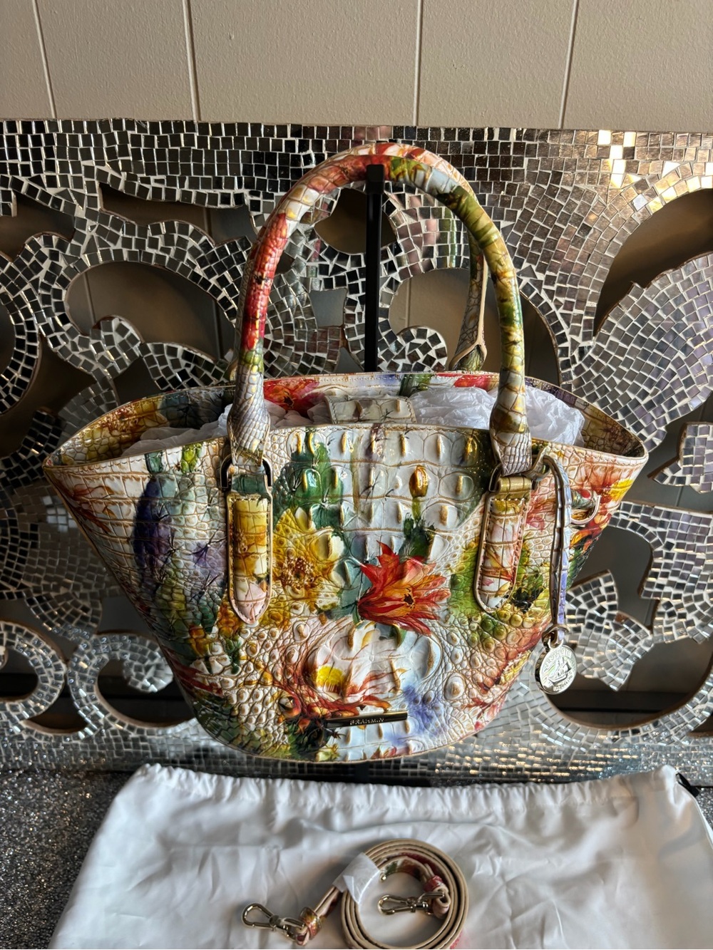 💕Brahmin Jenny Succulent Bloom Melbourne Leather Bag - Picture 4 of 12